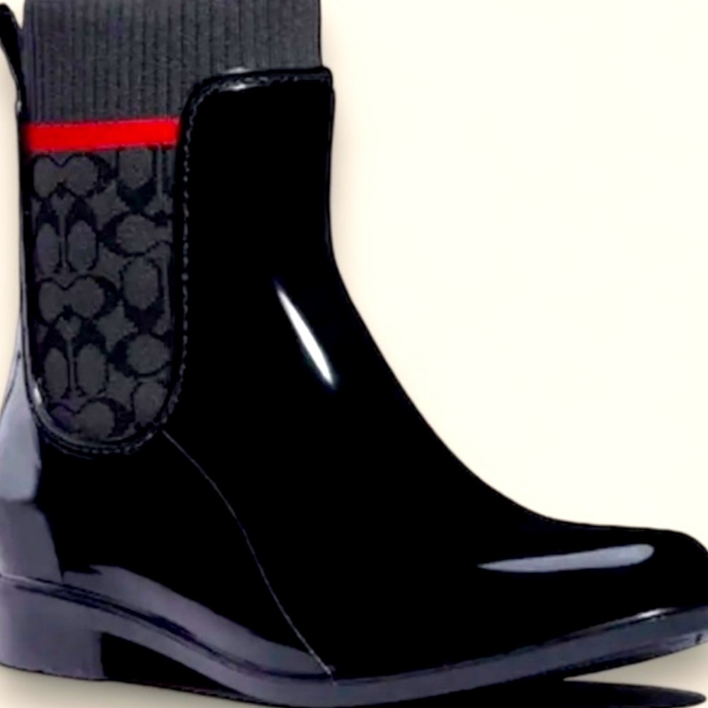 Coach patent ankle rain boots ☔️-NEVER WORN